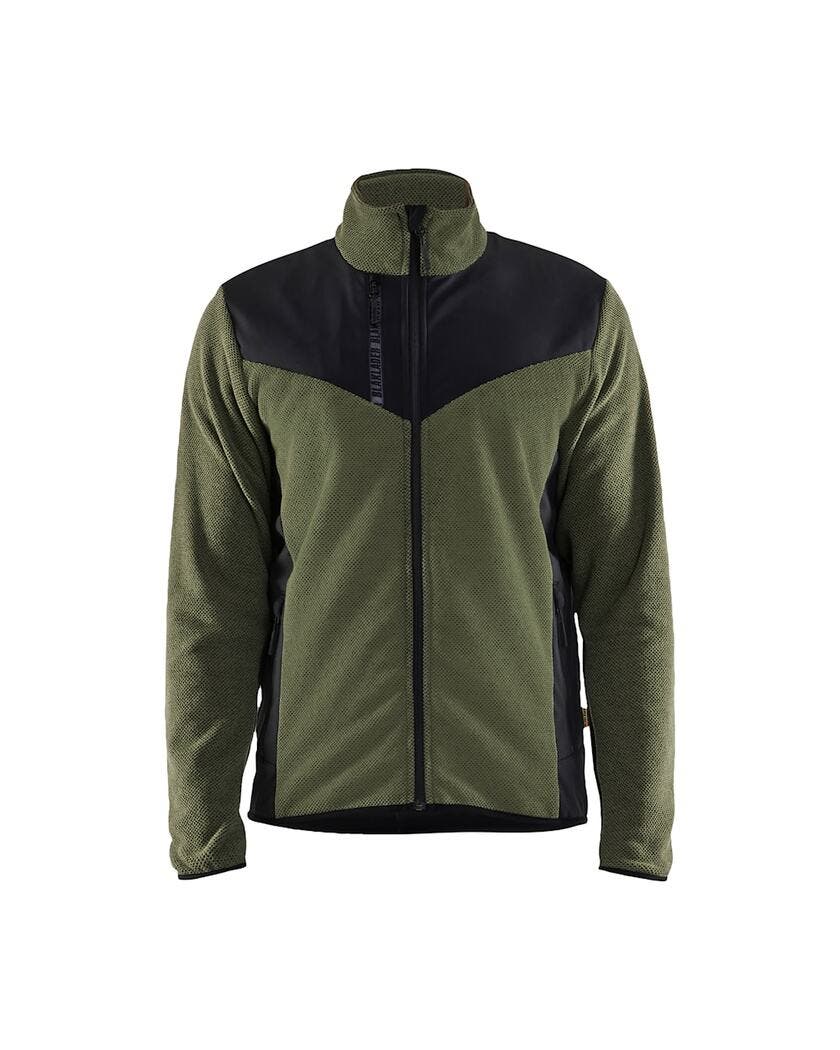Stickad Jacka med Softshell Hö stgrön/Svart 4XL