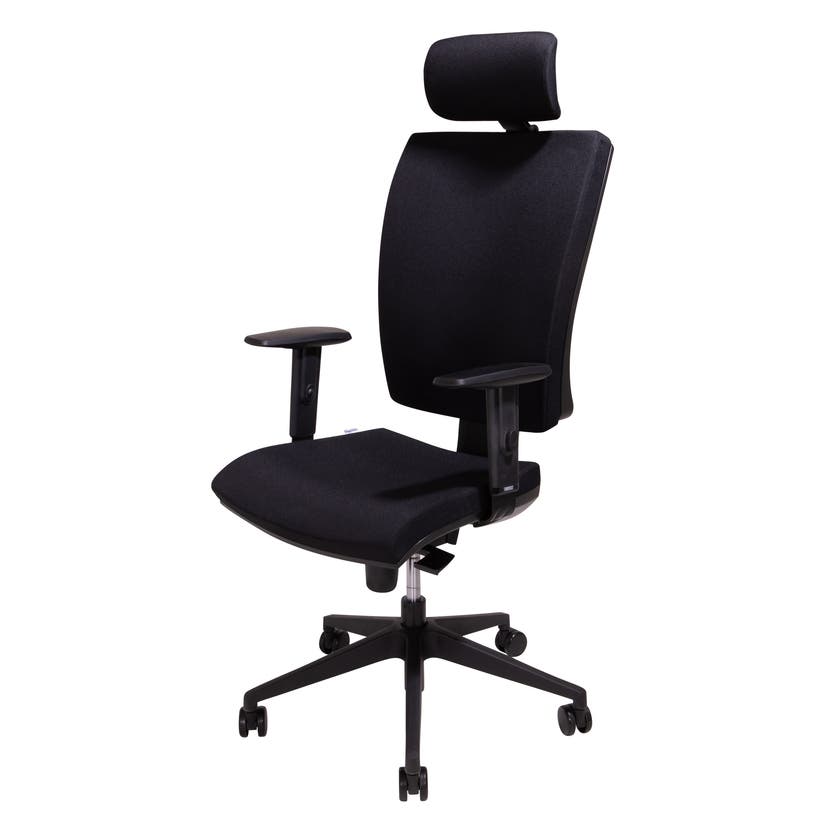 MONTPELLIER, KONTORSSTOL, SVAR T TYG, SVART UNDERREDE, NACKST