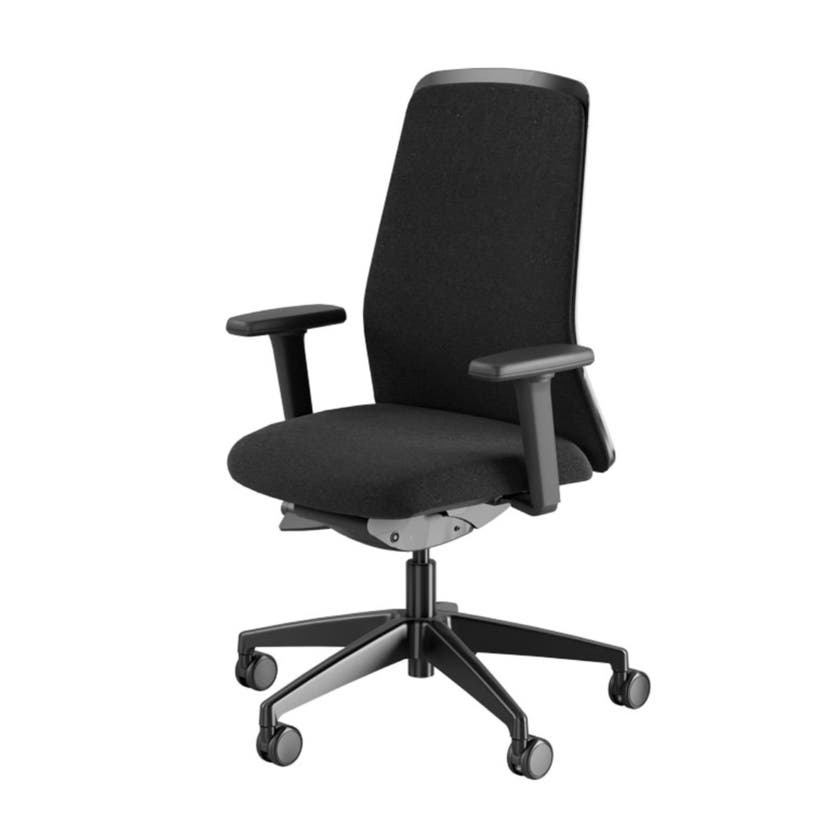 EVERYIS1, INTERSTUHL, KONTORSS TOL, RYGG I SVART TYG, SVART T