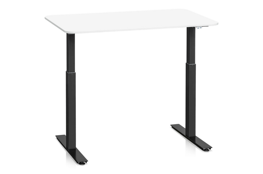 Skrivbord Sitt&Stå 1200x800 mm Vit Laminat Svart Stativ