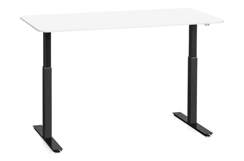 Skrivbord Sitt&Stå 1600x800 mm Vit Laminat Svart Stativ