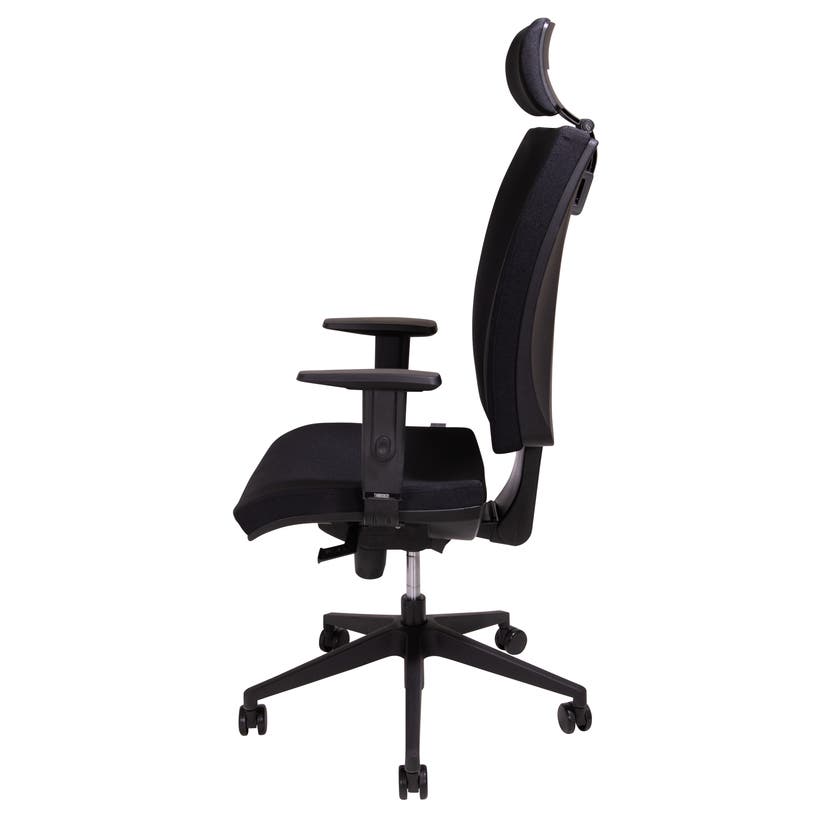 MONTPELLIER, KONTORSSTOL, SVAR T TYG, SVART UNDERREDE, NACKST