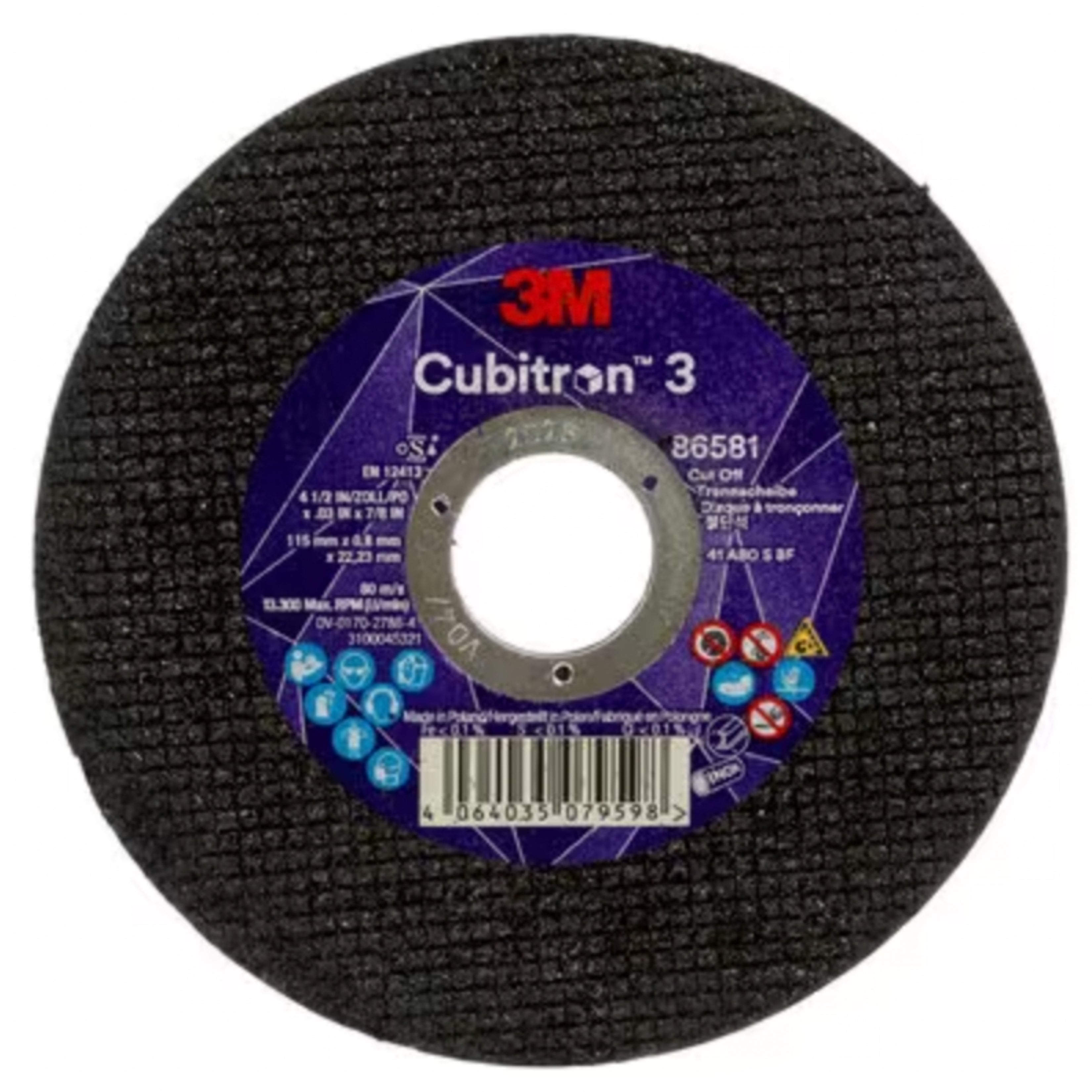 Cubitron 3 Cut-Off Wheel, 8658 1, 80+, T41, 115 mm x 0.8 mm x
