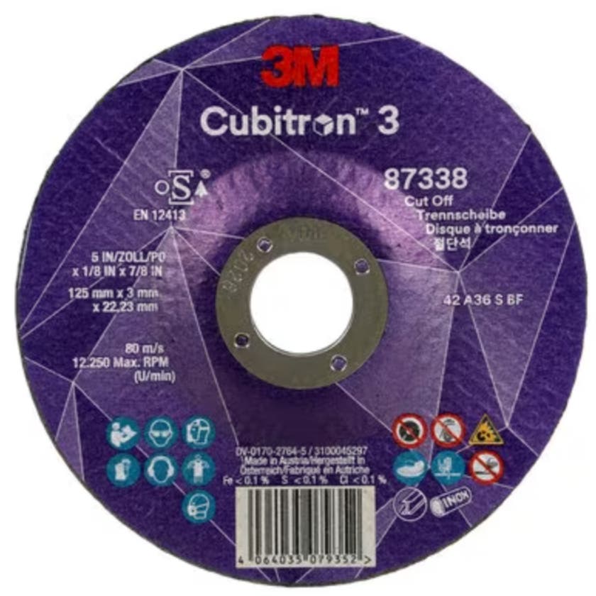 Cubitron 3 Cut-Off Wheel, 8733 8, 36+, T42, 125 mm x 3 mm x 2