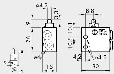 VENTIL 3/2 NC 4 MM