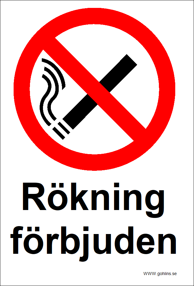 SKYLT "RÖKNING FÖRBJUDEN" A4 297X210MM PVC