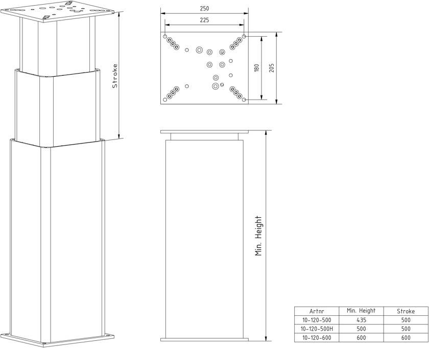 Lyftpelare Teleskopisk LC 150 Eldrift S500H