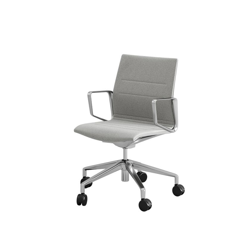 STYRELSE, KONTORSSTOL, MELLAN RYGG, GRÅTT ULL-TYG, POLERAT A