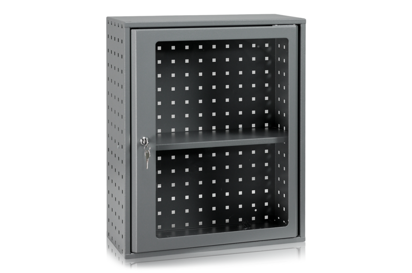 FÖRVARINGSSKÅP INKL PLEXIGLASDÖRR GRÅ