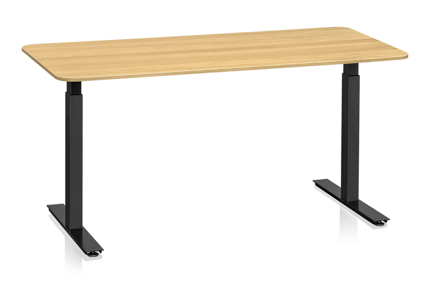 Skrivbord Sitt&Stå 1600x800 mm Ekfanér Svart Stativ