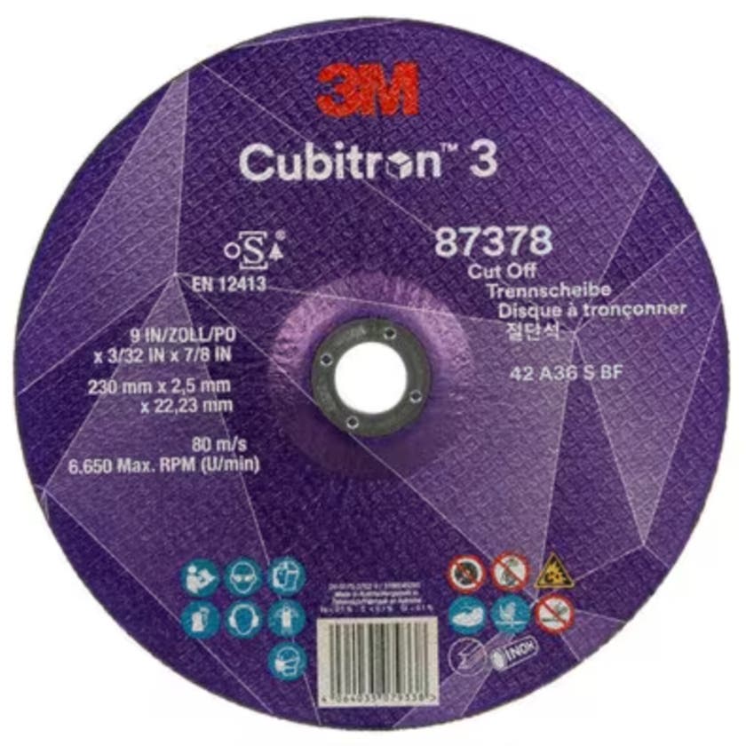 Cubitron 3 Cut-Off Wheel, 8737 8, 36+, T42, 230 mm x 2.5 mm x