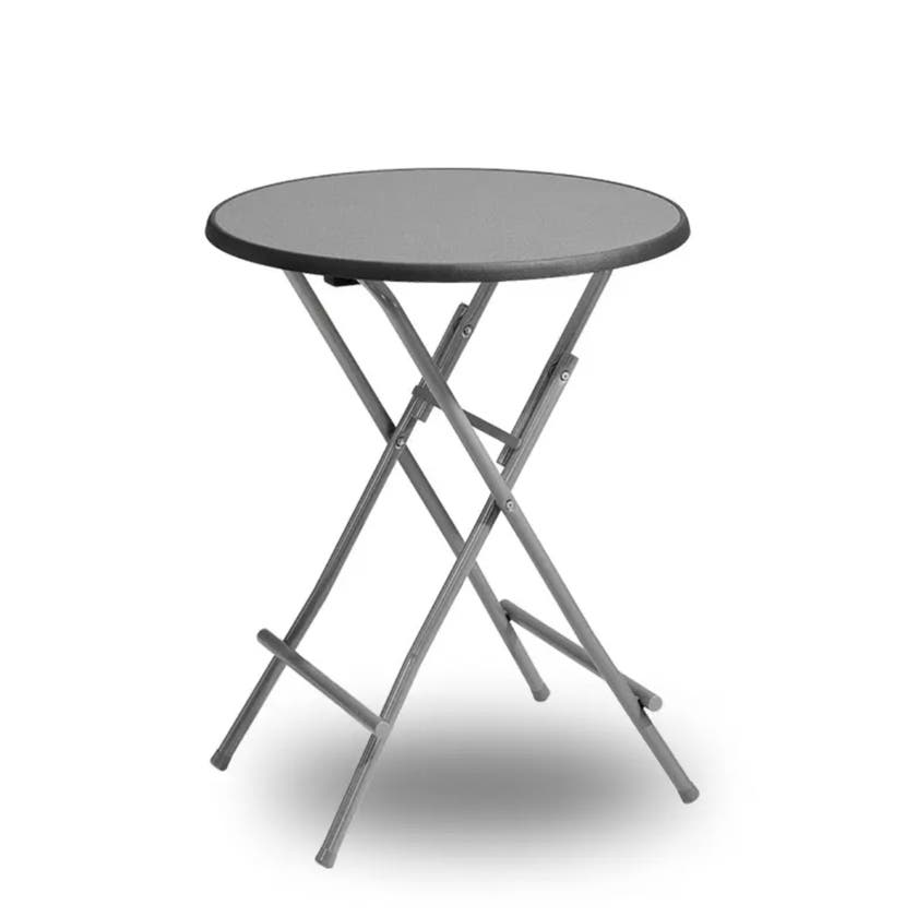 FLIP, Ø85CM, SVART SKIVA, SILV ERGRÅTT STATIV