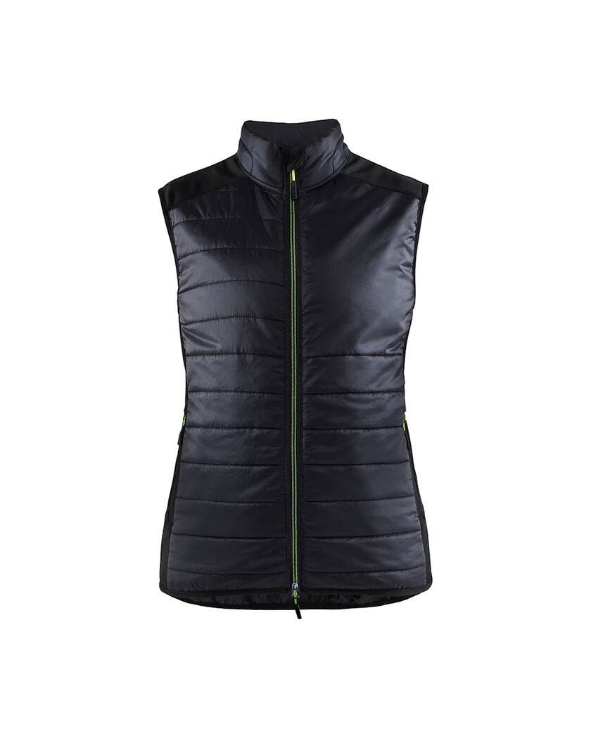 Vest with quilt front and back Women Svart/Gul L