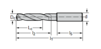 BORR HM DC160-05-03.400A0-WJ30 Solid Carbide Drills, 3-5 x Dc