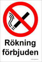 SKYLT "RÖKNING FÖRBJUDEN" A4 297X210MM PVC