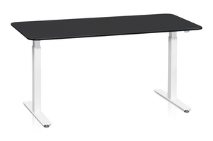 Skrivbord Sitt&Stå 1600x800 mm Svart Laminat Vitt Stativ