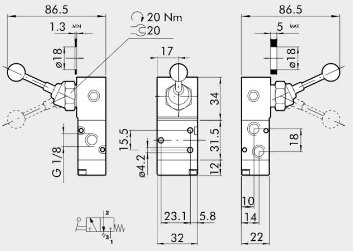 VENTIL MAV 23 LES 1/8 NC