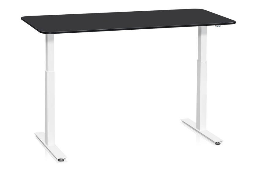 Skrivbord Sitt&Stå 1600x800 mm Svart Laminat Vitt Stativ