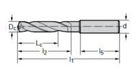 BORR HM DC160-05-06.000A0-WJ30 Solid Carbide Drills, 3-5 x Dc