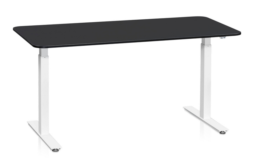 Skrivbord Sitt&Stå 1600x800 mm Svart Laminat Vitt Stativ