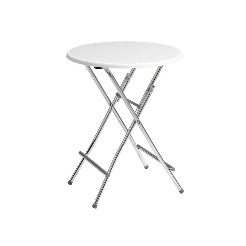Flip, Ø85cm, vit skiva, silver grått stativ